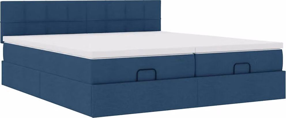 Struttura Letto Pouf con Materassi Blu 180x200cm in Tessuto