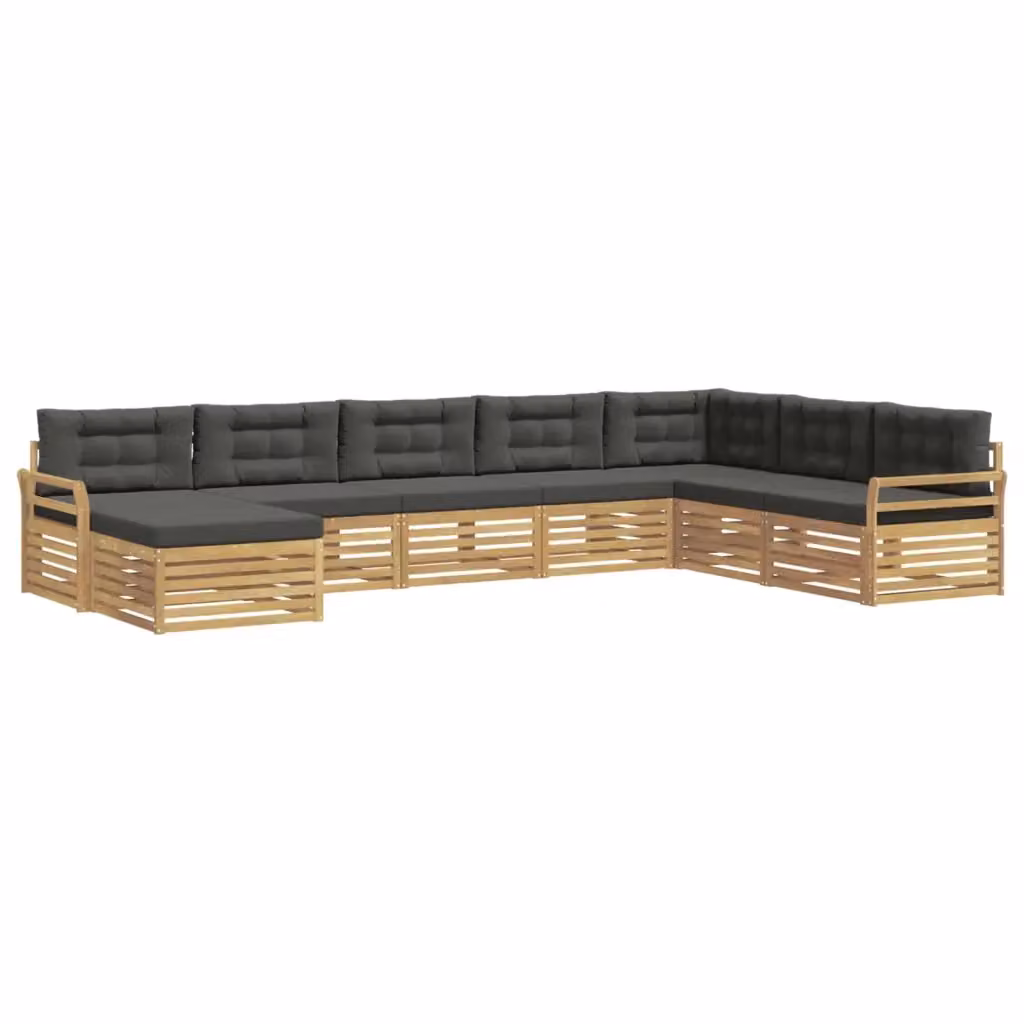 Set di divani da esterno a L con pouf vidaXL in legno di acacia, 8 pezzi, Bianco e Antracite – 2