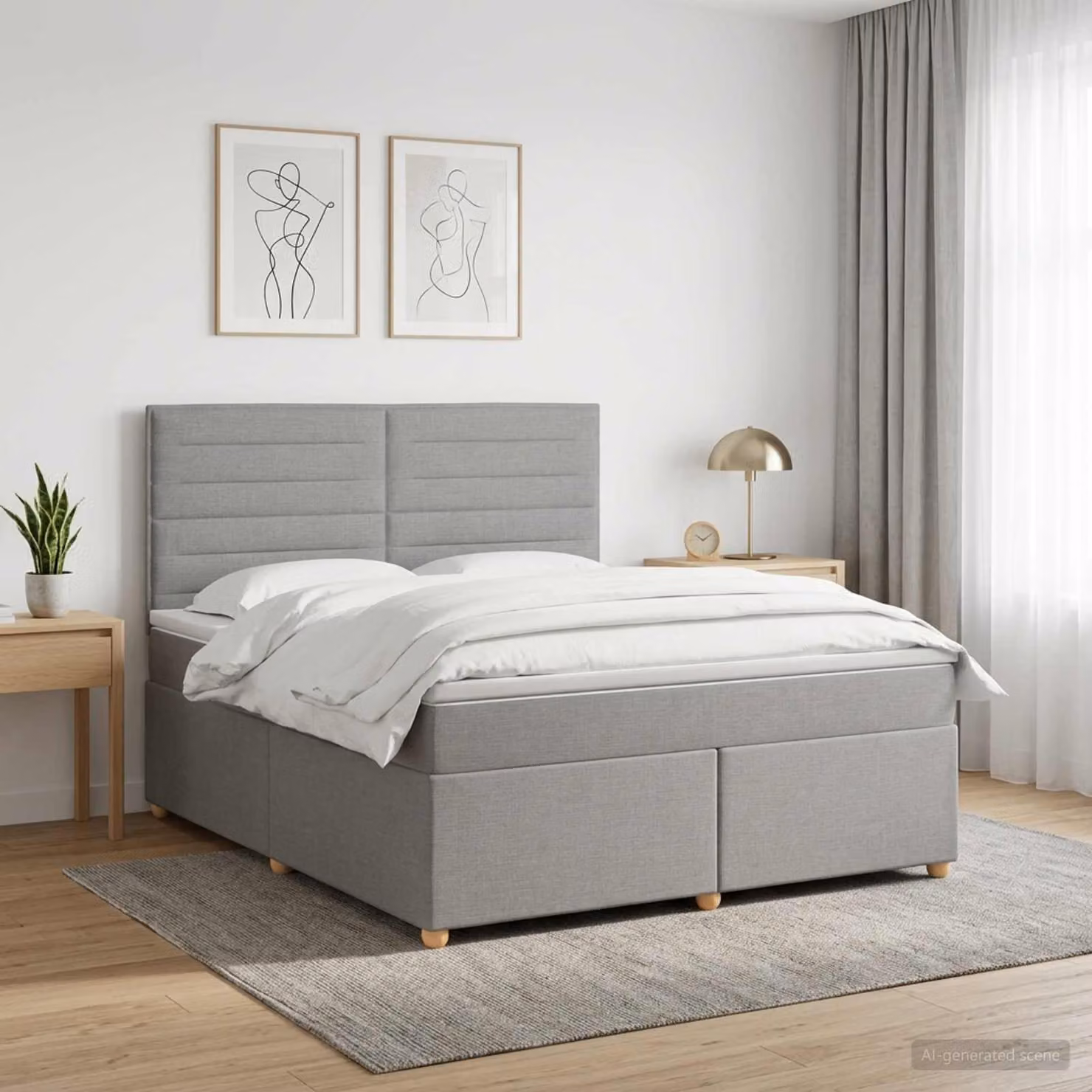 Letto box spring con materasso ibrido vidaXL Grigio Chiaro L: 180 cm, P: 200 cm, H: 140,5 cm