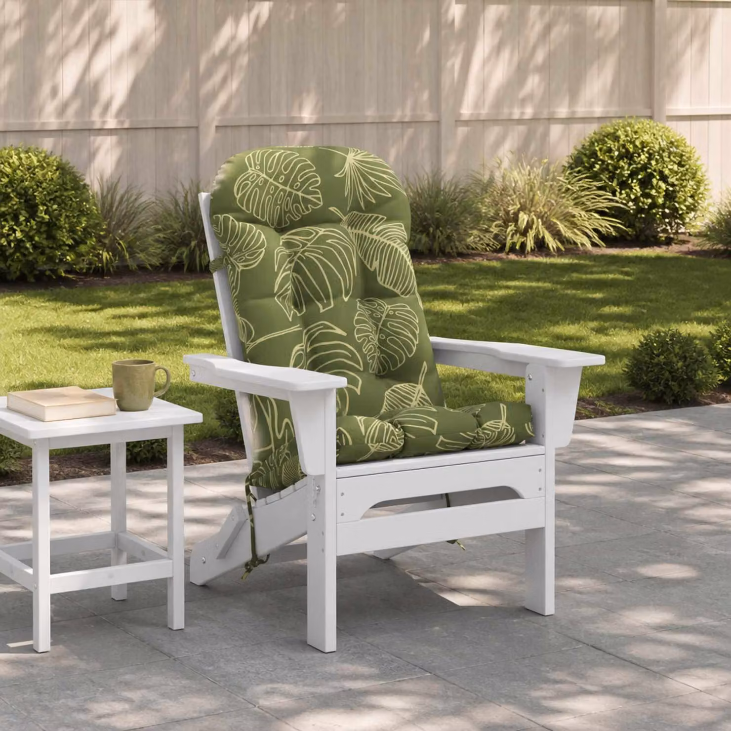 vidaXL Cuscino per Lounger Sole PUTTEN Verde con Design a Foglia in 100% Poliestere
