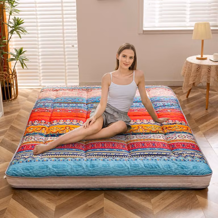 Materasso da futon modello Bohemian A, 90x190 cm, in memory foam, arrotolabile