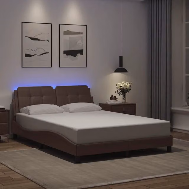 Letto con LED e porta USB Zadar grigio vidaXL L/P: 120 x 200 cm