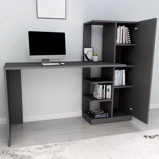 Donnas, Scrivania 6 Ripiani, 120x55x74h cm Nero Antracite