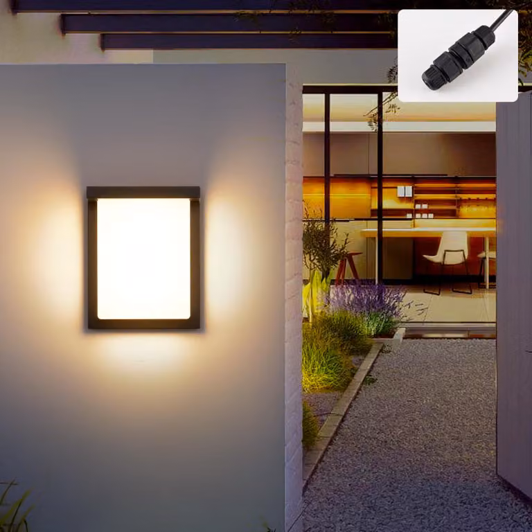 Lampada a parete a LED, 24 W, grado di protezione IP65, alluminio, 3000 K (bianco caldo), colore nero
