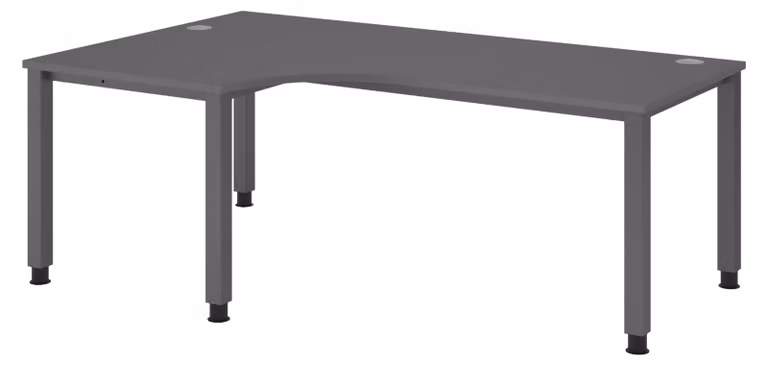 Scrivania bümö Serie Q - Finitura: grafite, Struttura: grafite, Dimensioni: scrivania angolare 200 x 120 cm
