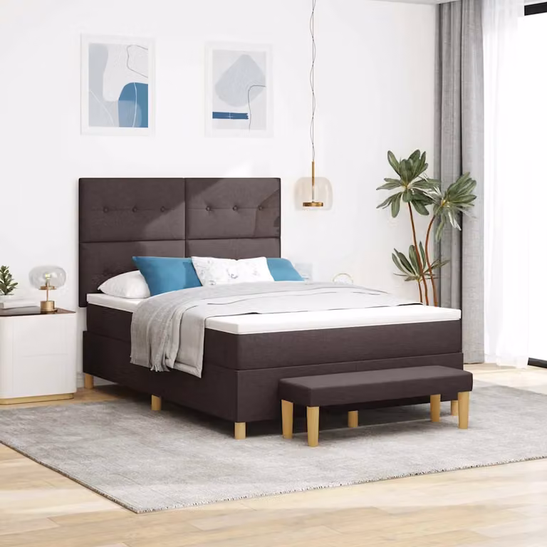 Letto a molle con materasso vidaXL in tessuto marrone scuro L/P/H: 190 x 140 x 128 cm