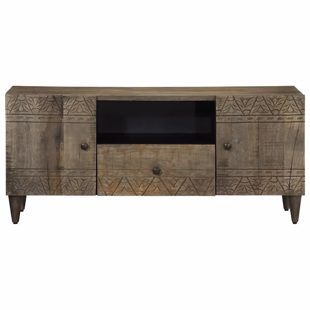 Mobile TV in legno di mango e metallo grigio chiaro L: 105 cm, P: 33,5 cm, H: 46 cm – 2