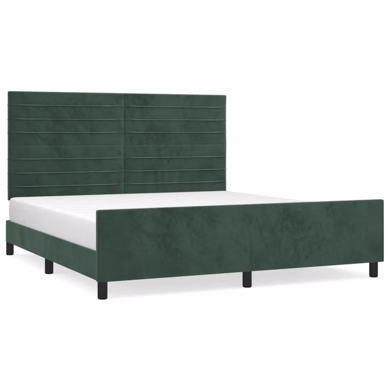 Giroletto senza Materasso Verde Scuro 160x200 cm in Velluto