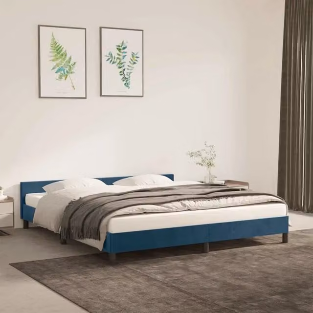 Struttura Letto Design Mania in Velluto Blu Scuro L 180 x P 200 cm