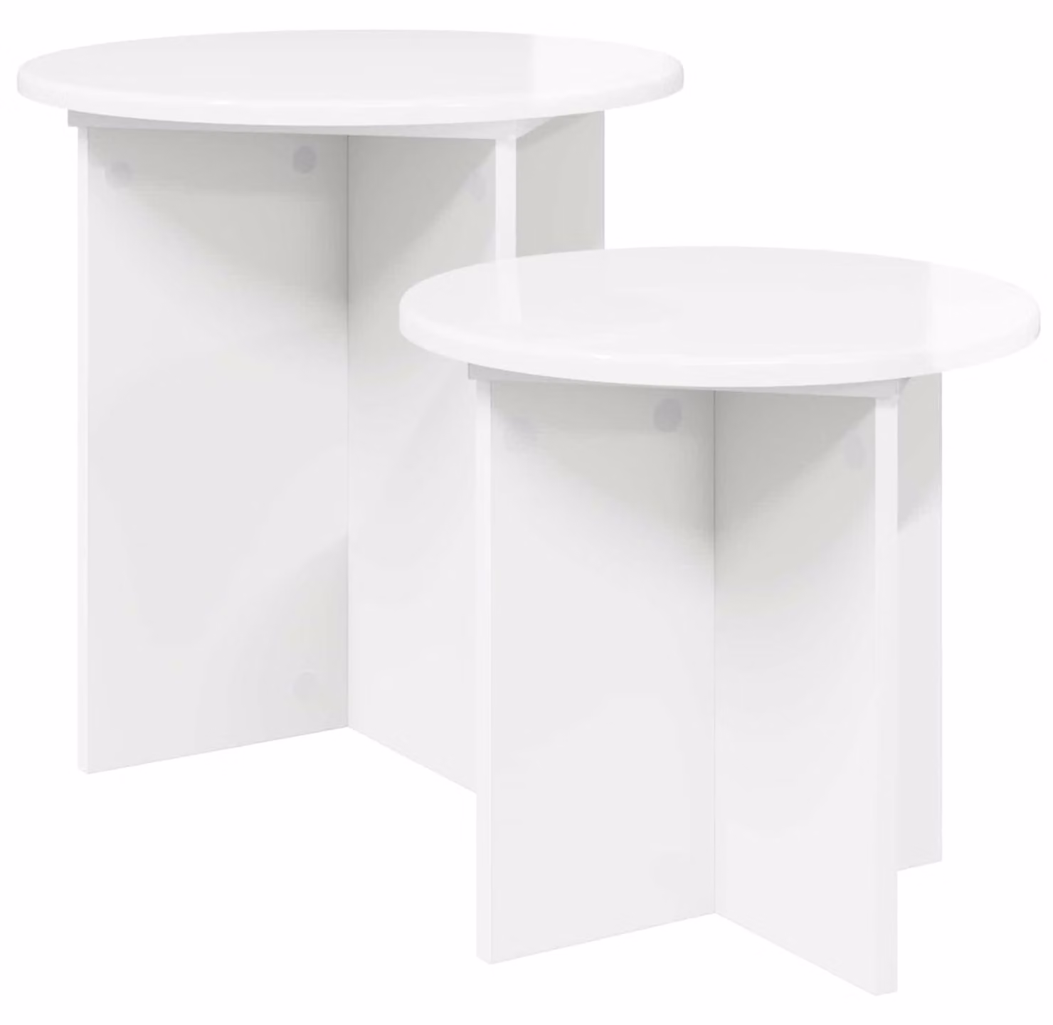 Set di 2 tavolini da salotto bianchi, finitura lucida