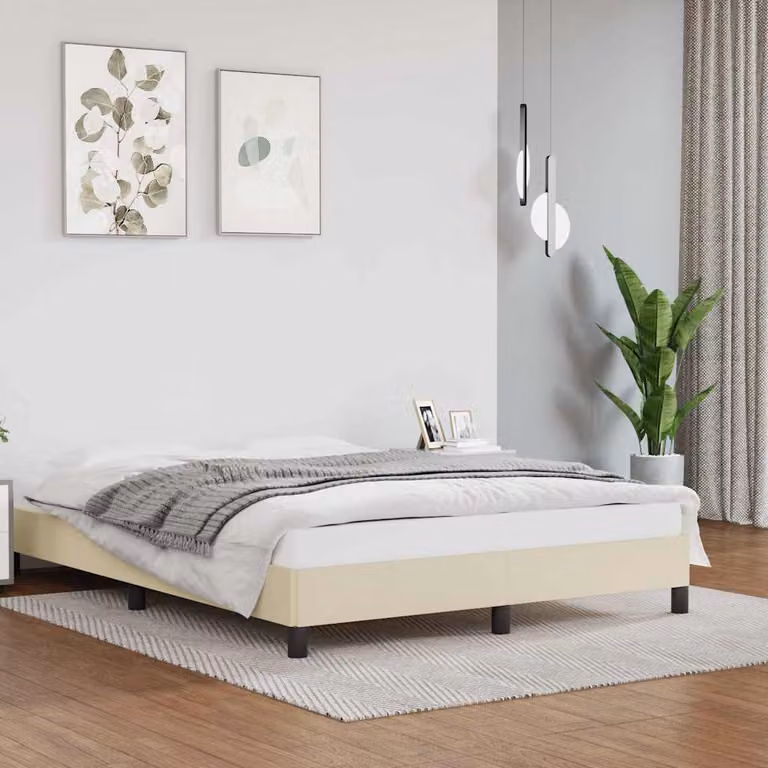 Giroletto vidaXL in similpelle beige con struttura in legno e doghe, L/P: 140 x 190 cm