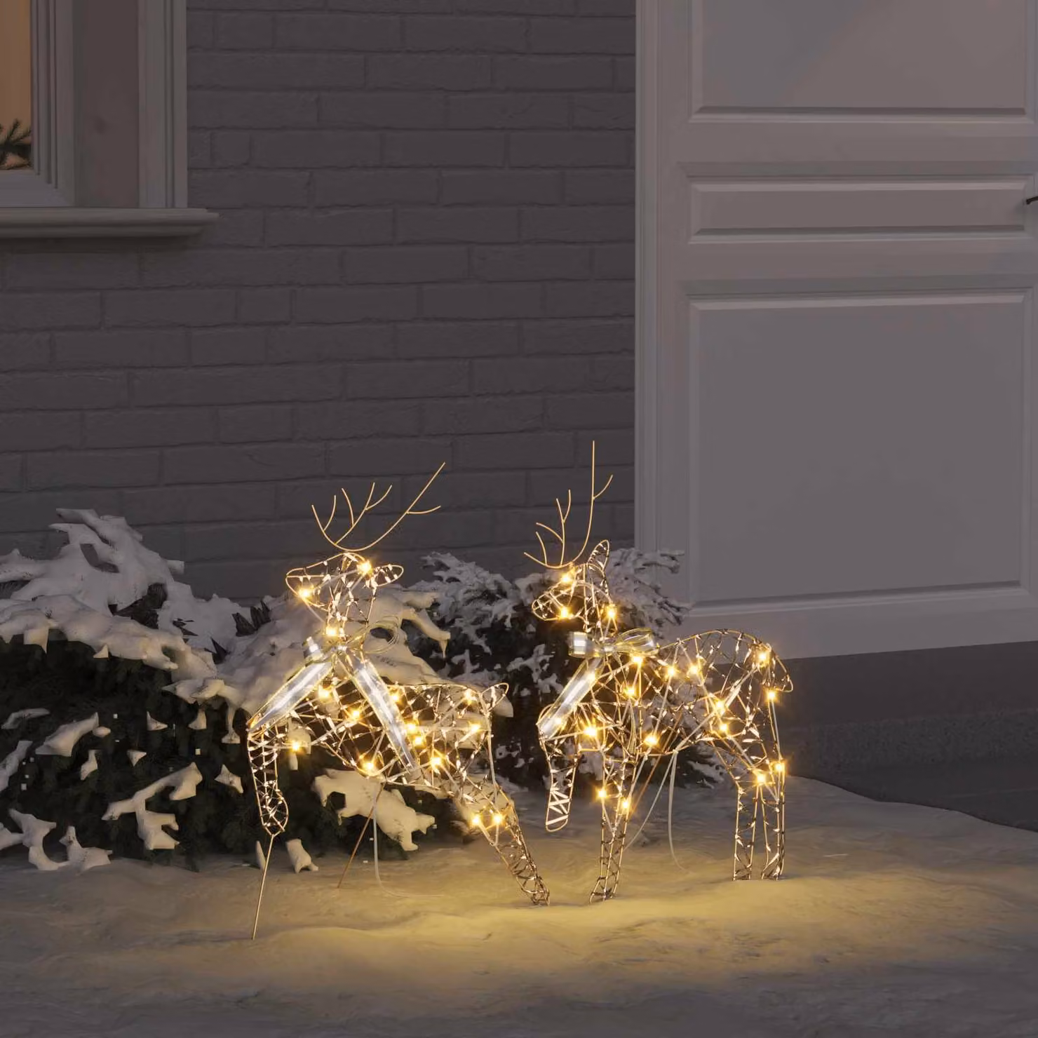 Set di 2 renne vidaXL con 40 LED bianco caldo, H x L x P: 65,5 x 44 x 18 cm