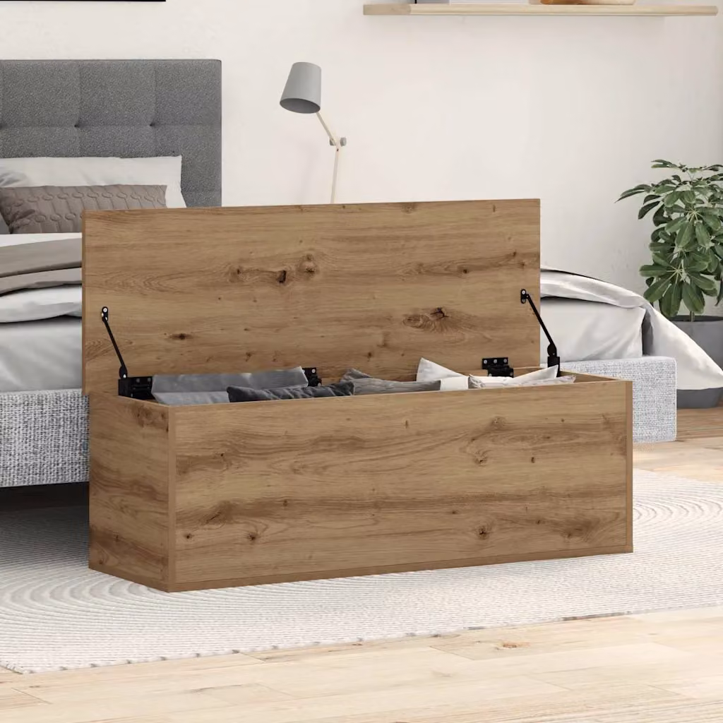 Scatola di stoccaggio artigianale vidaXL in legno color rovere marrone L 102 x P 35 x H 35 cm