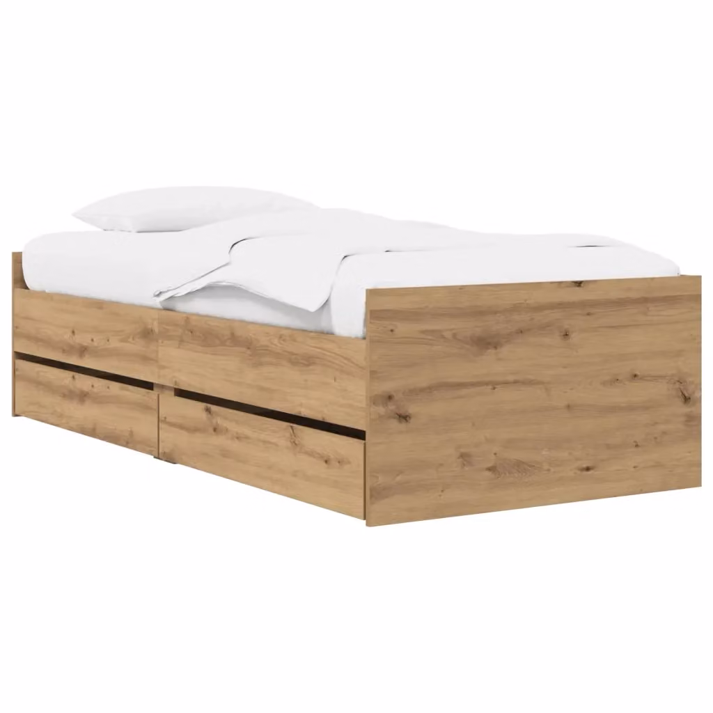 Struttura letto in pino massello stile rustico con cassetti color marrone vidaXL – 2