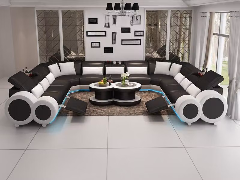 Ledersofa Couch Wohnlandschaft Ecksofa Eck Garnitur Design Modern Sofa G8035B