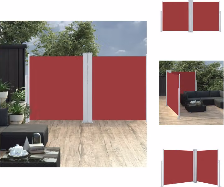vidaXL Tenda laterale estensibile 170 x 600 cm rosso - Ombrelloni e tende da sole