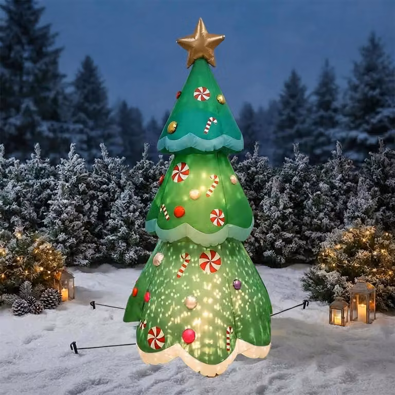 Albero di Natale gonfiabile XL con illuminazione a LED - 240 x 110 cm - Enorme albero di abete auto-gonfiabile con luci LED colorate, adatto per interni ed esterni
