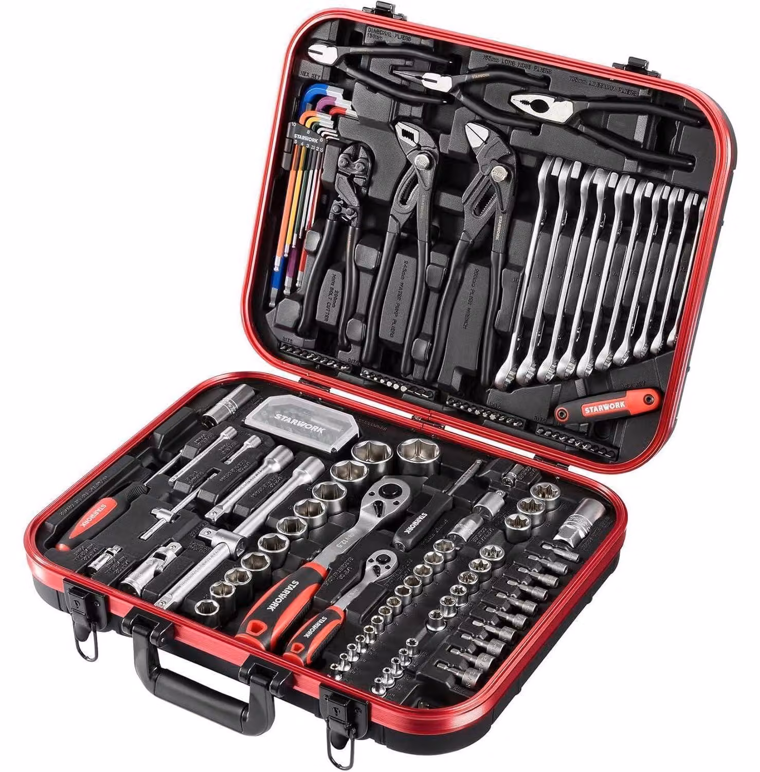 Set di utensili da meccanico da 169 pezzi e set di chiavi a bussola, completo di valigetta porta-attrezzi