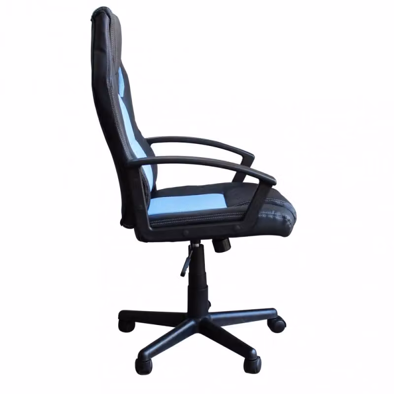 Poltrona da gaming Cosma blu e nera con poggiatesta e braccioli in ecopelle – 2