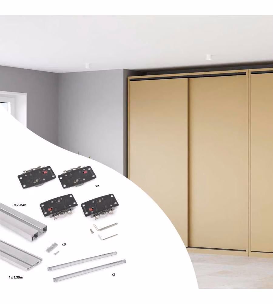 Kit di ferramenta Emuca per Flow2 in alluminio con finitura anodizzata opaca