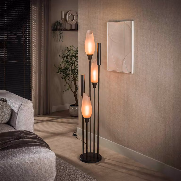 ZIJLSTRA Lampada da terra Cocoon, Crema / Ambra, Soggiorno / Sala da pranzo, Vetro, Scandinavo, Lampada da terra