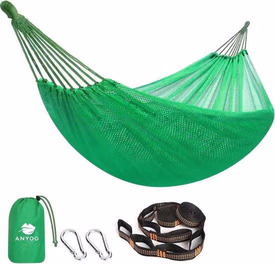 Amaca grande 320 x 150 cm - rete traspirante e fresca - kit di cinghie per alberi - Outdoor, campeggio, giardino - giardino sul retro, terrazza - escursionismo - zaini