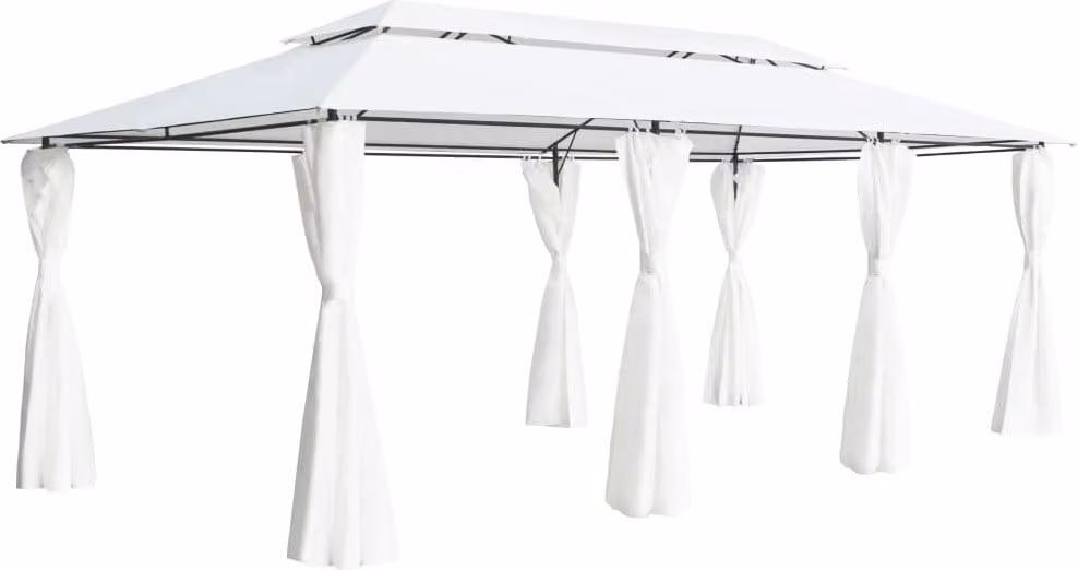 The Living Store Padiglione con tende 600x298x270 cm Bianco 180g/m²