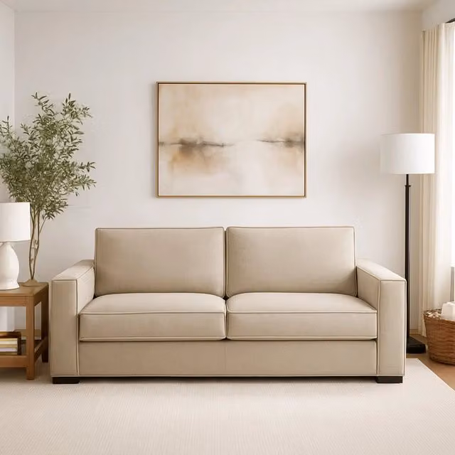Divano a 2 posti Aglientu TALAMO ITALIA in tessuto beige con braccioli slim per soggiorno L: 160 cm, P: 95 cm, H: 90 cm – 1