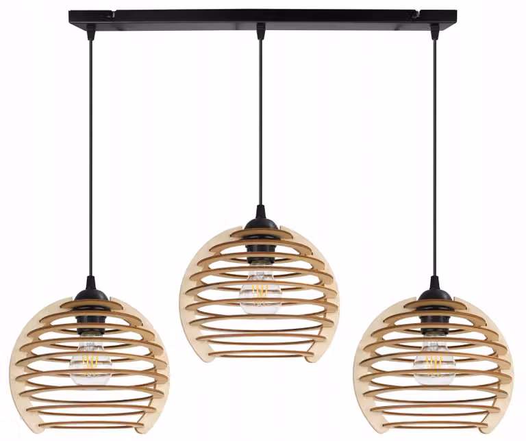 Lampada a sospensione, lampadario da soffitto, legno, paralume LED