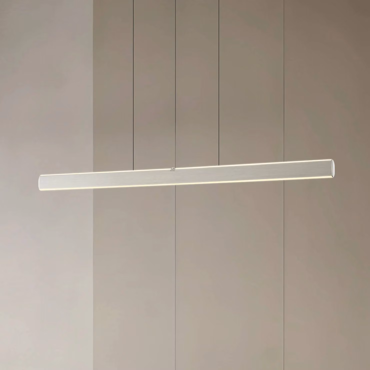 Lucande Lampada LED a sospensione Arvon, colore alluminio, 117 cm, dimmerabile, Arvon Lucande, dimmerabile, Alluminio / Grigio / Zincato, Soggiorno / Sala da pranzo, Metallo, Moderno