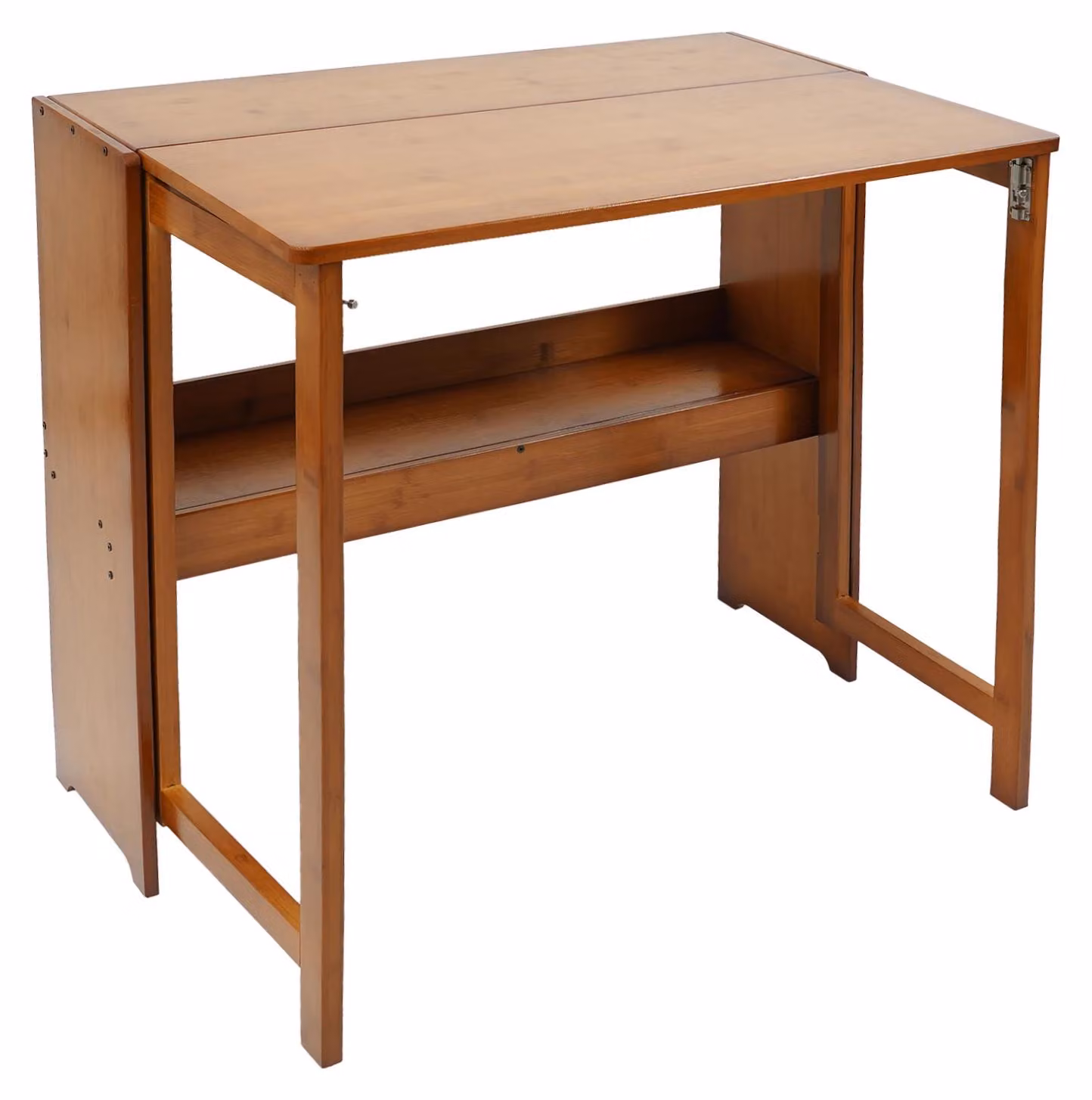 Scrivania pieghevole - Tavolo compatto per l'ufficio domestico - Struttura in bambù - Bordi rialzati - Cerniere e chiusure - Angoli arrotondati - 83 × 54 × 76 cm - Tan