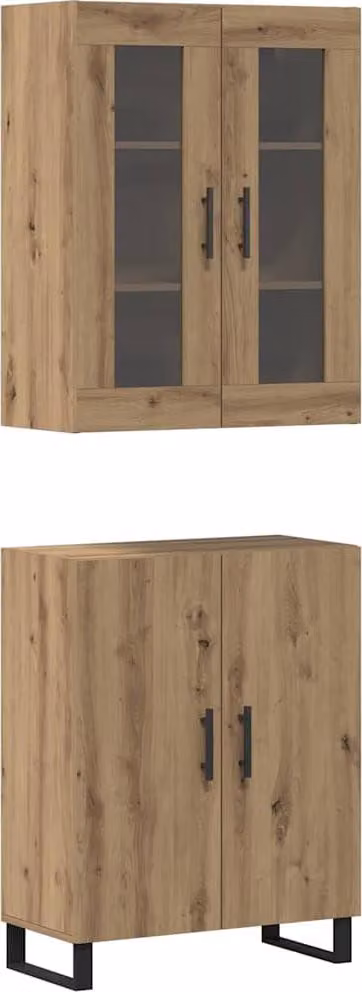 Credenza 2 pcs rovere artigianale Legno multistrato
