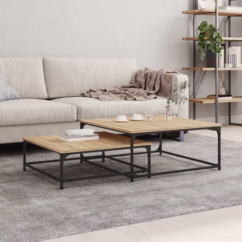 Maison Exclusive - Set di 2 tavolini in legno di rovere Sonoma