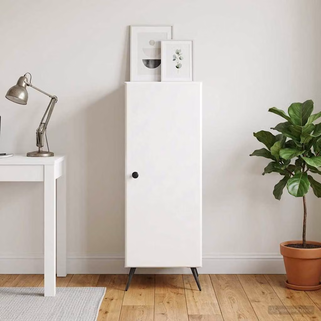 Credenza moderna vidaXL in legno ingegnerizzato bianco lucido L: 33 cm, P: 34,5 cm, H: 90 cm