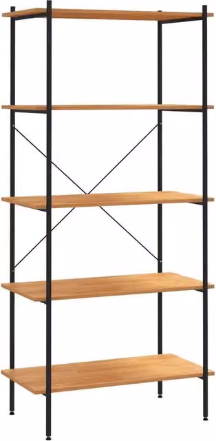 Scaffale con 5 Mensole Design Industrial in Metallo e Legno Nero e Rovere L: 80 cm, P: 40 cm, H: 163 cm CFW5412608 – 1