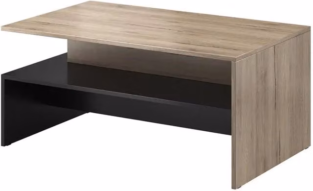 Tavolino basso RAMOS Meublorama in rovere e nero con design moderno e geometrico L/P/H: 60 x 45 x 30 cm – 1