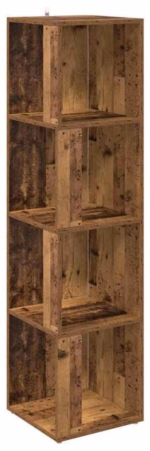 Scaffale a parete, aspetto legno anticato, materiale composito, colore grigio Sonoma, dimensioni 33x33x132 cm