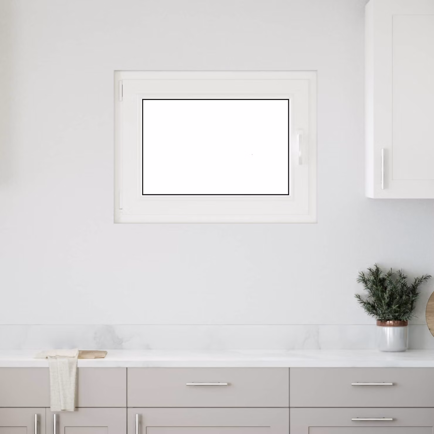Finestra per seminterrato a battente vidaXL in plastica bianca con vetro trasparente L 80 cm x H 60 cm x P 6 cm