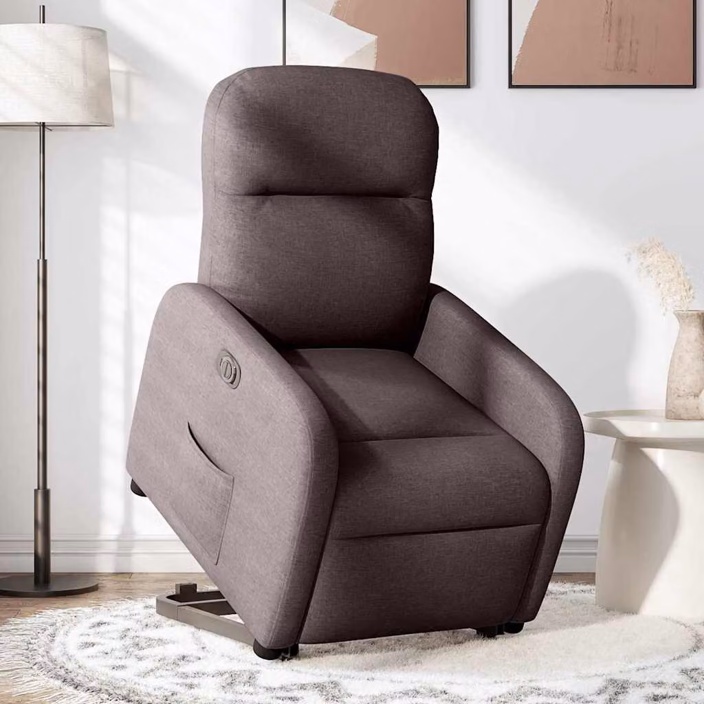 vidaXL Poltrona Alzapersona Reclinante Elettrica Marrone Scuro Tessuto