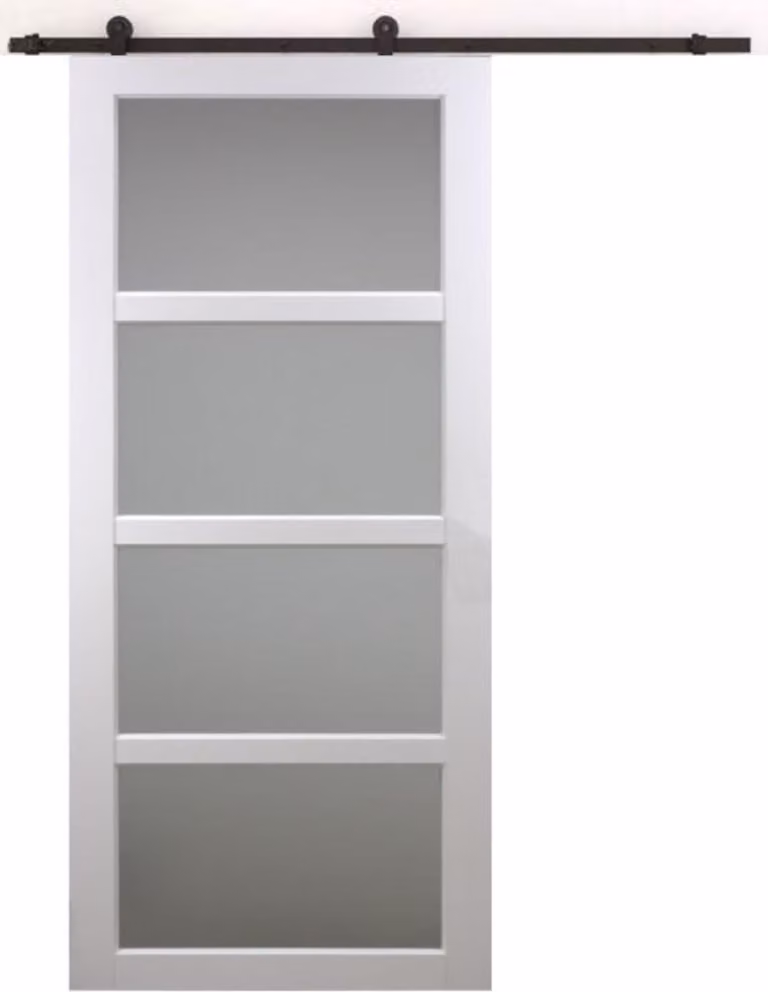 Porta scorrevole Tana bianca con vetro H204 x L63 cm, binario con rotelle GD MENUISERIES