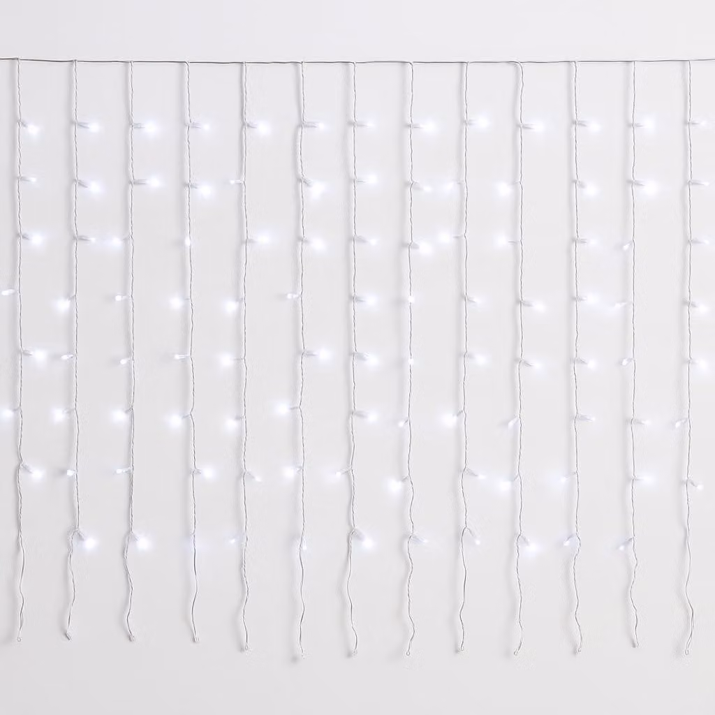 Tenda luminosa a LED, 5 metri, 200 LED, grado di protezione IP65, bianca, espandibile