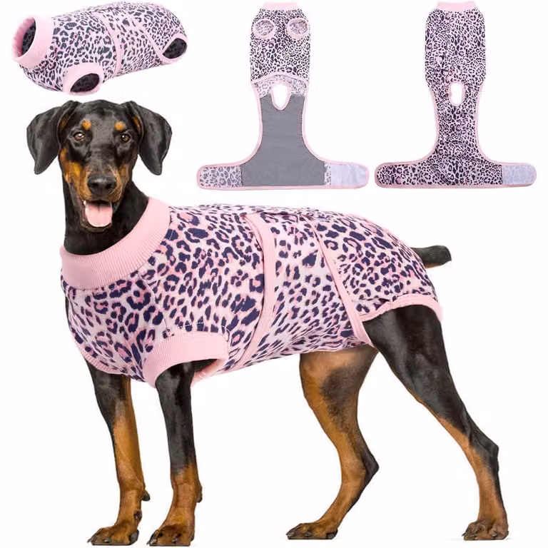 Body per cani, post-operatorio, adatto sia per femmine che per maschi, per prevenire le leccate sulla ferita, traspirante, taglia XL, colore rosa