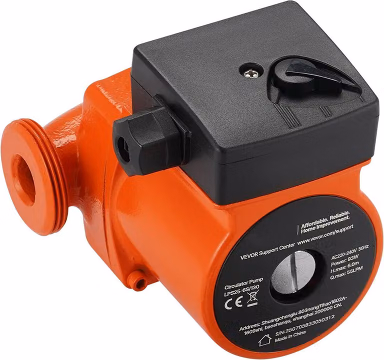 Pompa di circolazione in ghisa LPS25-6S/130, 1/8 HP, 220-240 V, 55 LPM, pompa di ricircolo dell'acqua calda, connessione filettata, regolazione a 3 velocità, funzionamento silenzioso, per impianti di riscaldamento domestici