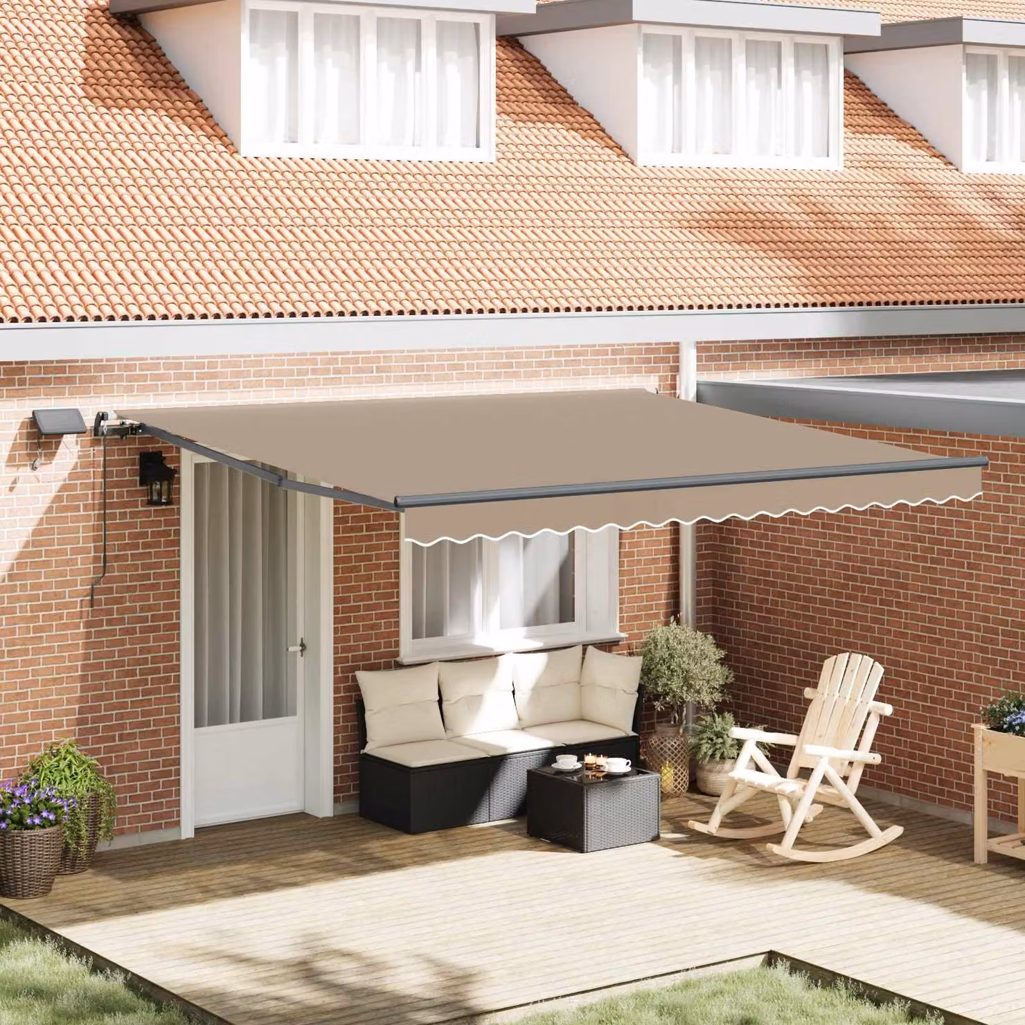 Tenda retrattile vidaXL beige in alluminio e poliestere L 400 cm x P 300 cm