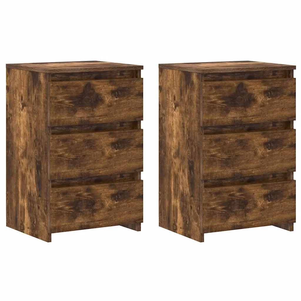 Set di 2 Comodini Design Mania in Legno Rovere Fumo, Moderni e da Appendere alla Parete, L 40 cm x P 35 cm x H 62,5 cm – 2