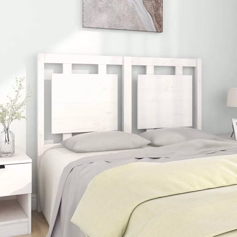 Testiera per letto vidaXL in legno massello di pino bianco, stile rustico, L 125,5 cm x P 4 cm x H 100 cm
