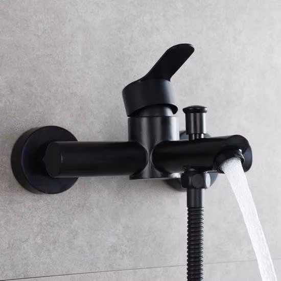 Miscelatore monocomando per doccia Ibzenoa® in acciaio inossidabile, nero – Miscelatore a parete con comando estensibile per doccia/vasca, cartuccia in Vetroceramica, 2 fori (circa 15 cm)