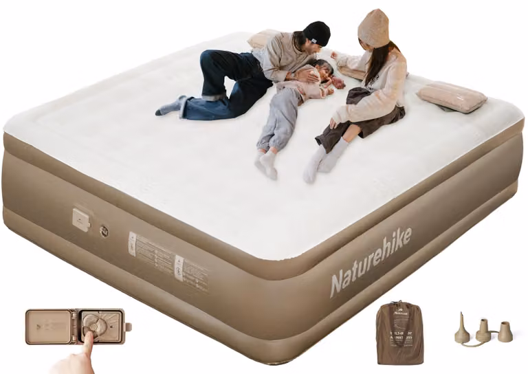 Materasso gonfiabile per 3 persone, dimensioni 200x180x45 cm, con pompa elettrica, autogonfiante