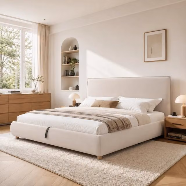 letto imbottito velluto crema 194 x 218 cm