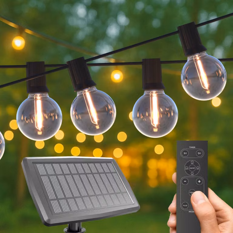 Ghirlanda luminosa Calex Vista Solar, 10 m, 20 luci, luce bianco caldo, luci natalizie, impermeabile, con telecomando